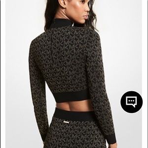 Metallic Logo Jacquard Cropped Top and Skirt